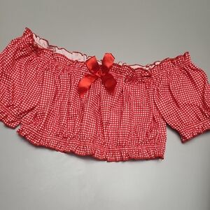 Dreamgirl Red Checkered Off-Shoulder Top